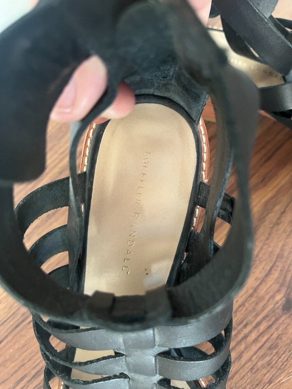 Loeffler Randall Rooney Black Leather Fisherman Heeled Sandals sz 9 Buckle 90s - Picture 3 of 6